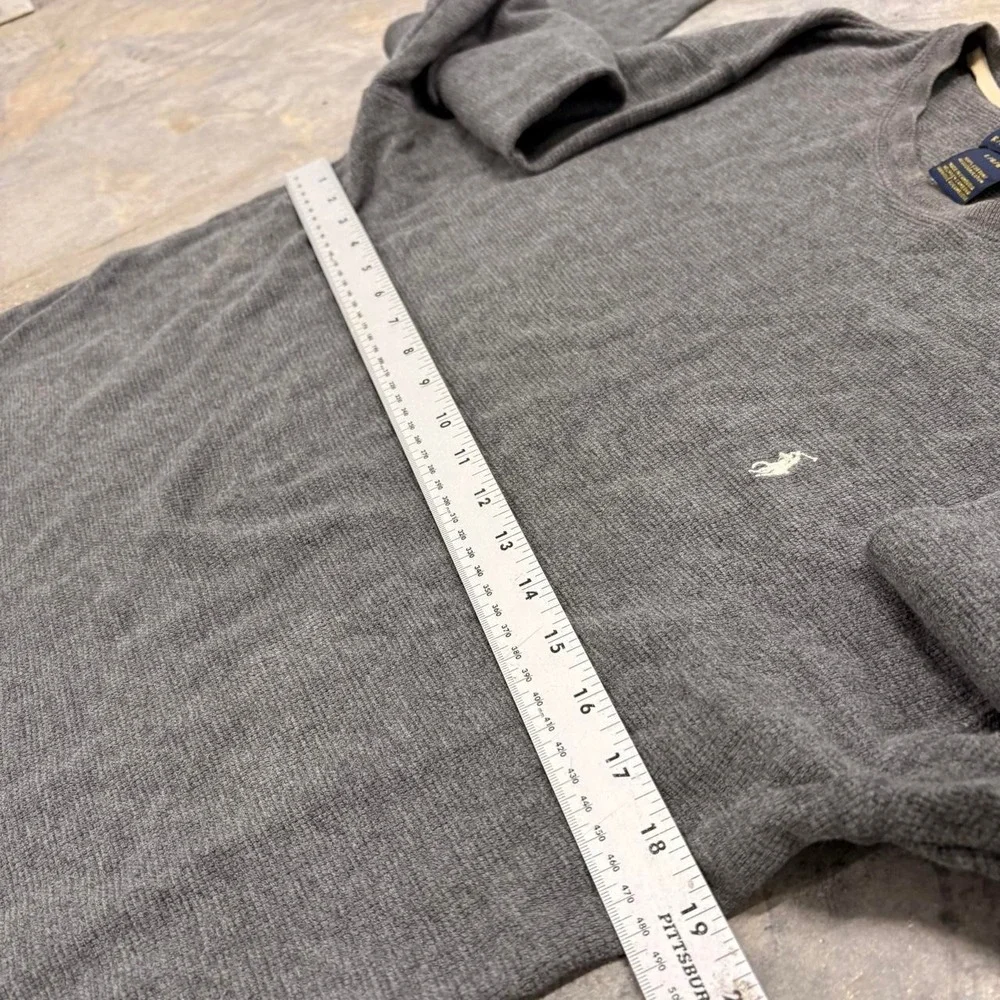 Polo Ralph Lauren Gray Waffle Knit Thermal Long Sleeve Shirt Mens Large L XL